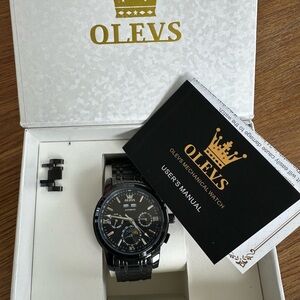OLEVS Black Watch with Gold Accents